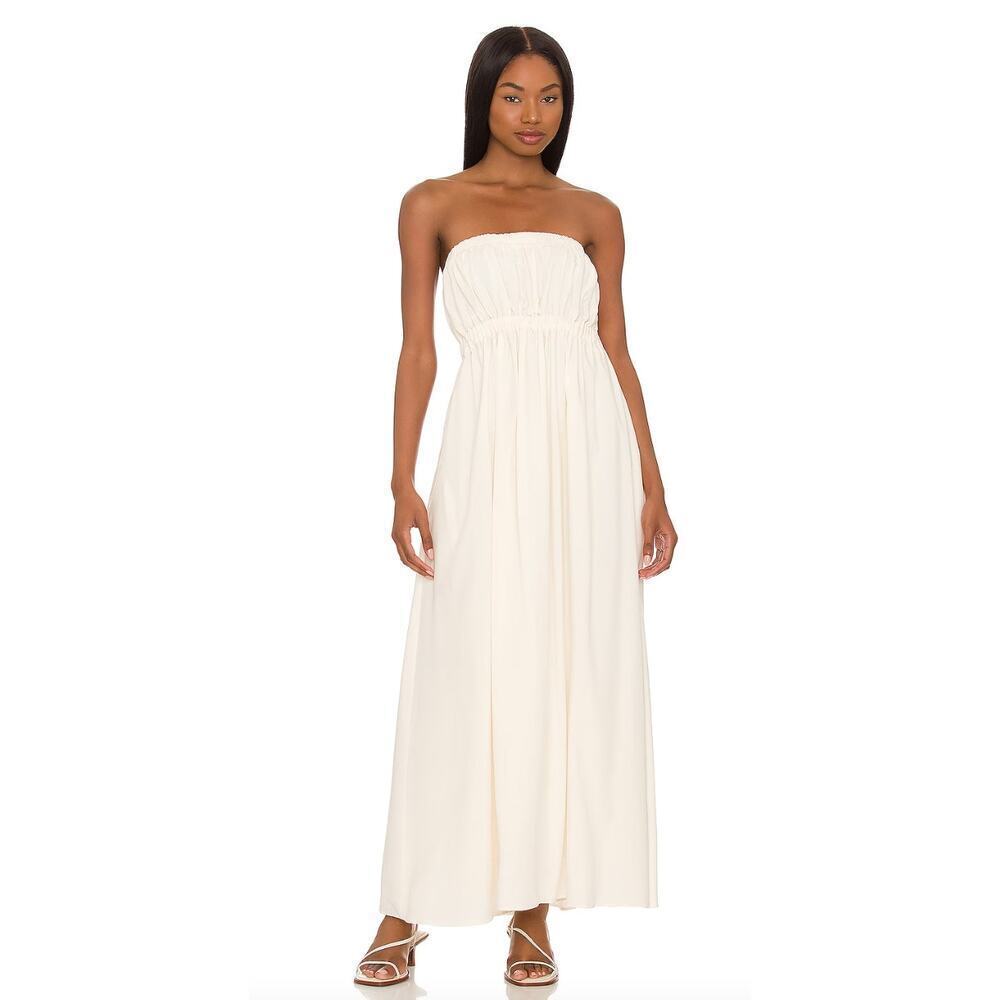 Revolve $288 Anna Nata Katherine Strapless Maxi Dress In Natural White